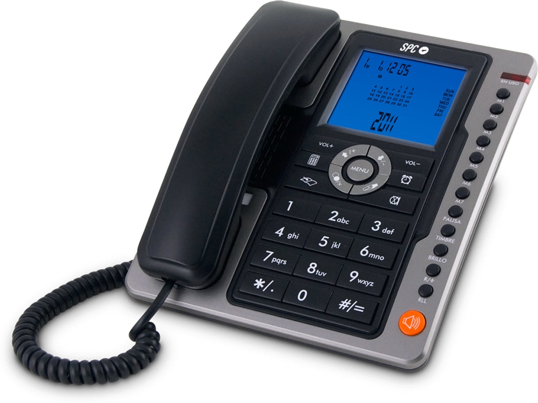 SPC Office Pro - Festnetztelefon für den Schreibtisch, großes beleuchtetes Akkudisplay, 7 Direktwahlspeicher, Anrufer-ID und Freisprecheinrichtung