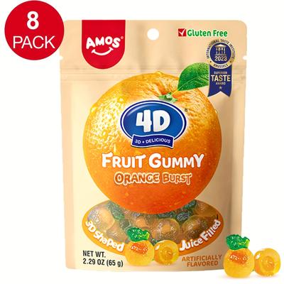 Amos, 8packs 4d Fruit Gummy Orange Burst, Fruity S...