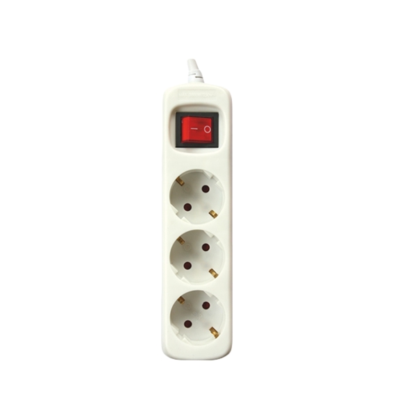Silver Electronics 3-Steckdosen-Steckdosenleiste mit 3 Steckdosen mit Schalter, weiß, 3 Steckdosen, 1,5 Meter Kabel, kindersicher, geerdet, mit Überspannungsschutz Image