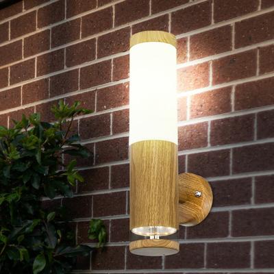 Außenlampe Wandleuchte Aussen Edelstahl led Balkon Aussenleuchte Wand, Holz Optik mit Deko led, 1x Image