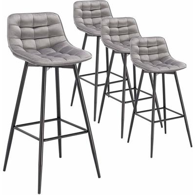 4er Set Barhocker Barstuhl Hocker Tresenhocker Bistrohocker Design Stuhl Samt Metall Hellgrau Image
