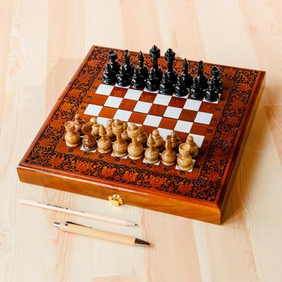 Royal Checkmate,'Walnut Wood Chess Set Hand Carved in Uzbekistan'