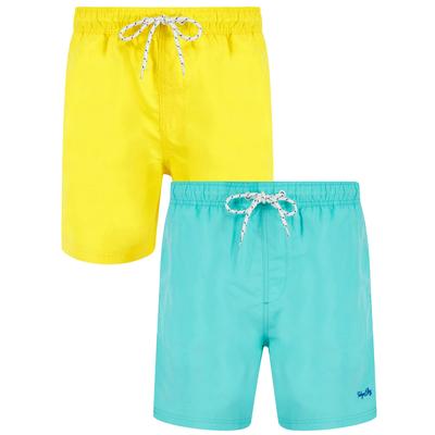 2 Pack Swim Shorts Stratum Classic (2 Pack) Swim Shorts in Blue Radiance / Meadowlark Yellow / S - Tokyo Laundry