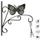 Relaxdays Plant Hook with Butterfly, Flower Pot Hanger for the Wall, Metal Garden Decor, HxWxD: 30 x 28 x 2 cm, Black