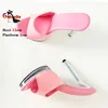 Rosa Dünne High Heels Hausschuhe Frauen Sommer Elegante Schuhe Anti Slip Transparent Sandalen 12 CM Sexy Leder Rutschen Plus Größe 43