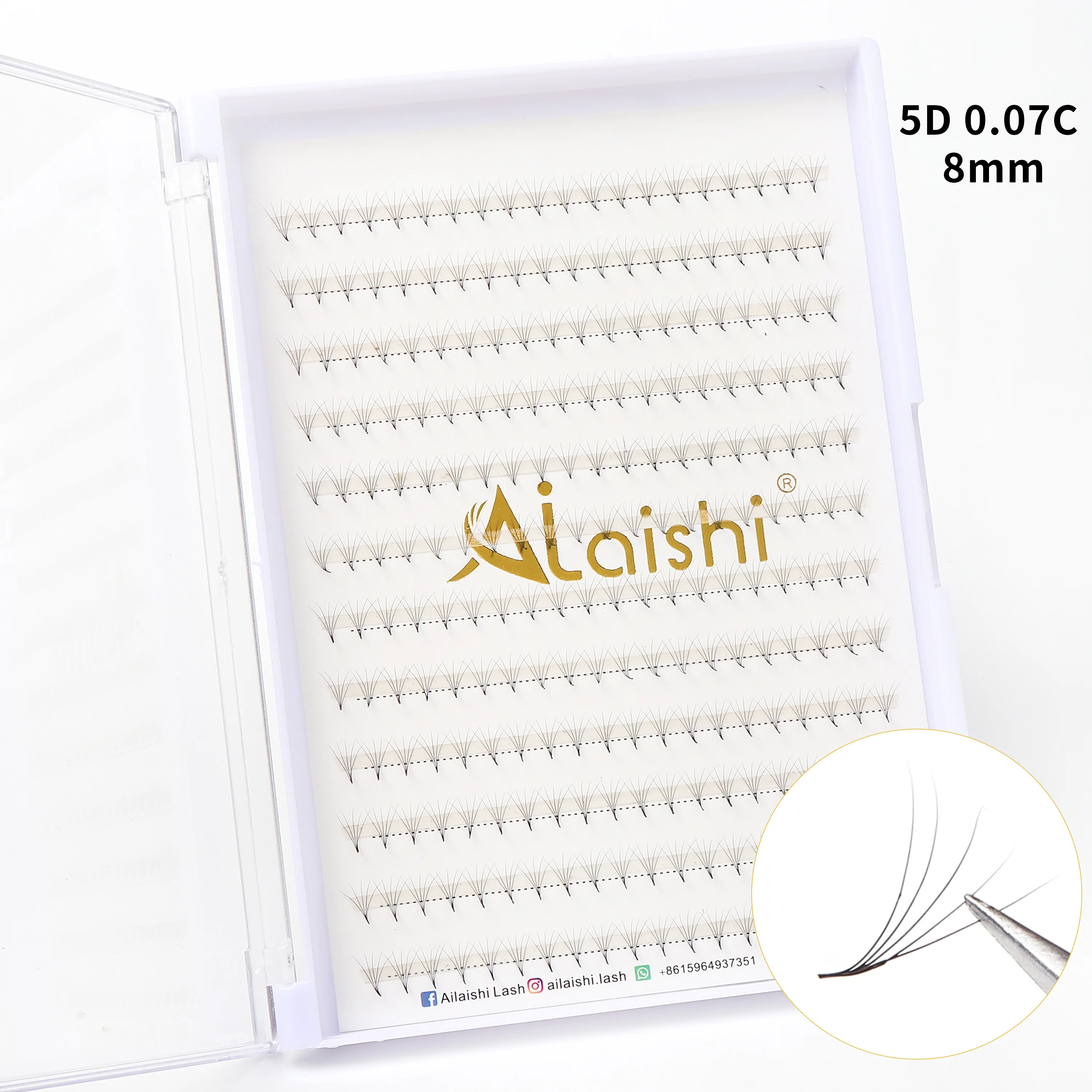 240 Stück 5D vorgefertigte Volumenfächer 8–14 mm russische C Curling Faux Mink Wimpernverlängerung natürlich Image