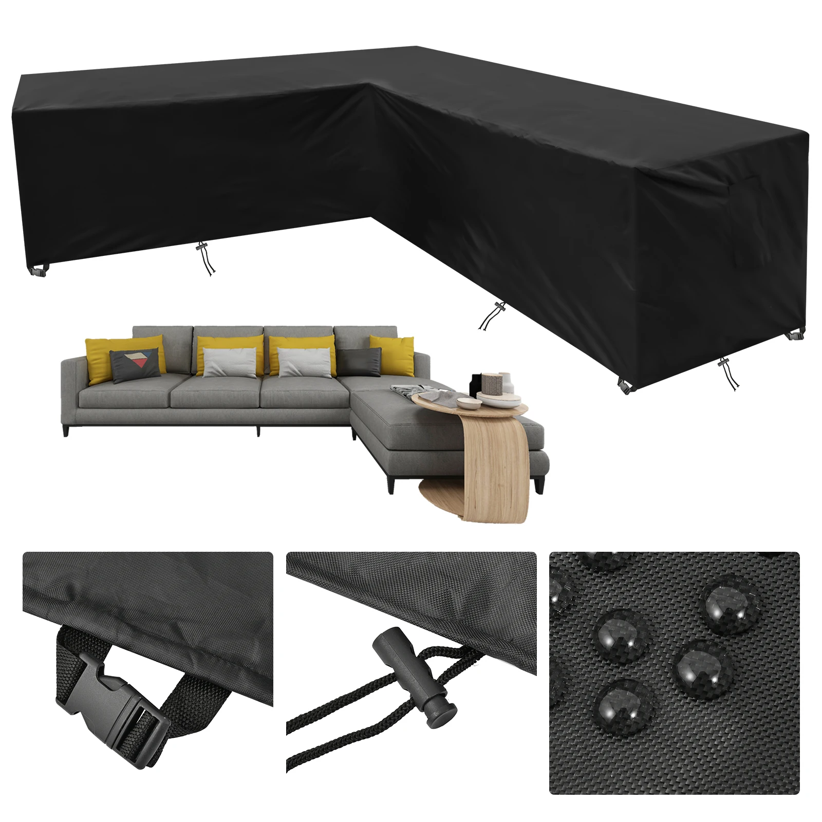 L Ecke Outdoor Sofa Abdeckung 420D Schwere Garten Rattan Ecke Möbel Abdeckung V Form Wasserdicht Sofa Abdeckung