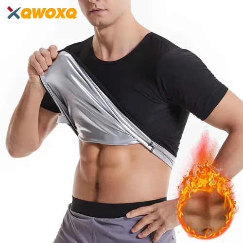 Professional Men Sauna Shirt Hot Sweat Waist Trainer Corset Polyester Tank Top Shapewear, Women Gym Slimming Shirt Workout Suit