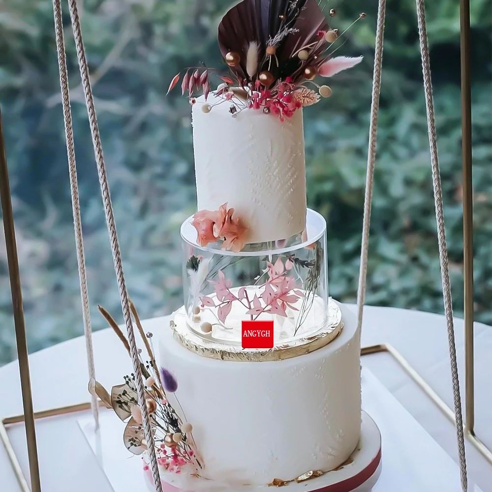 Hohe 15CM Acryl Kuchen Ständer Schwimmende Hochzeit Kuchen Separator Ständer Dekor Kuchen Spacer Befüllbare Waren Klar Acryl Kuchen Tier