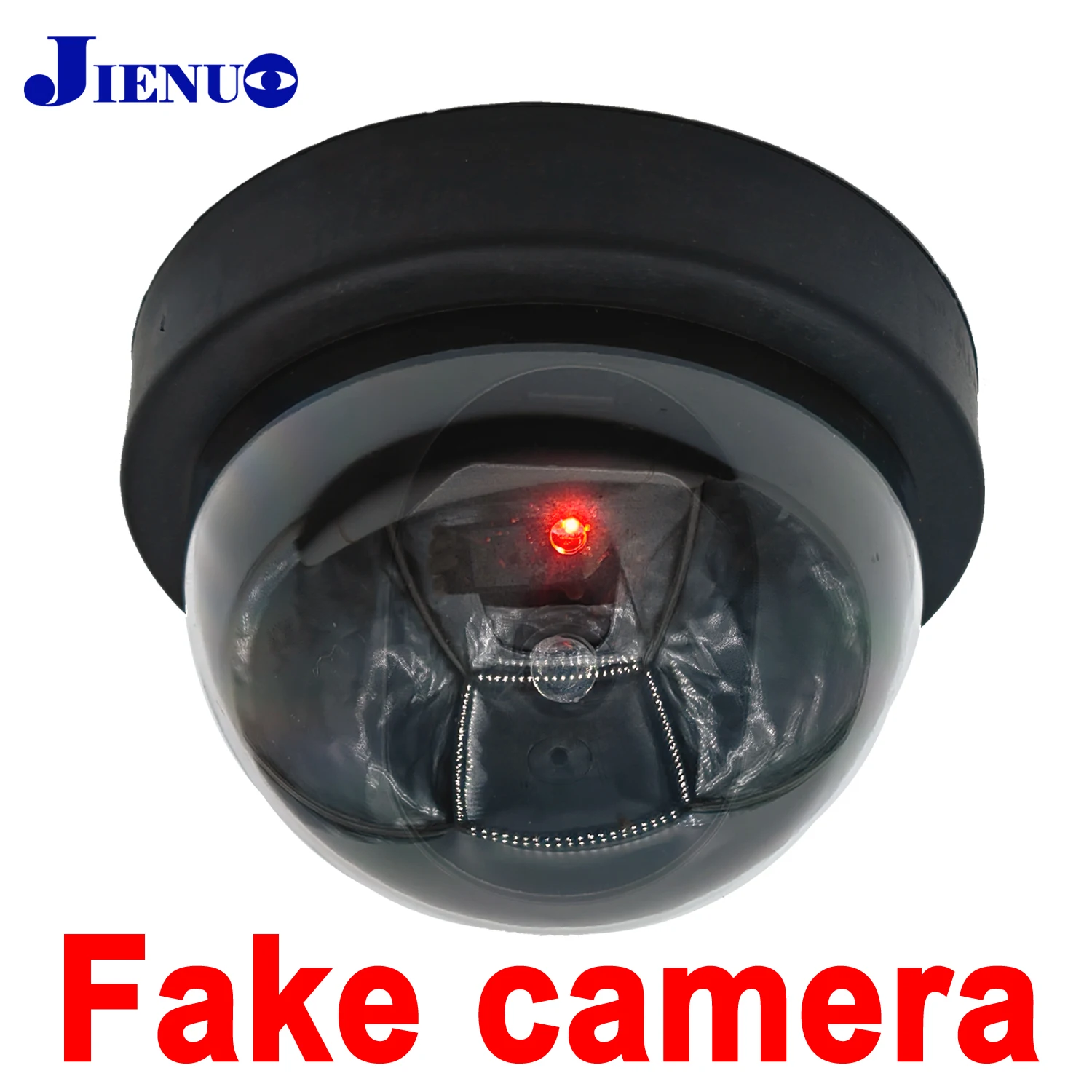 Schwarze gefälschte Dome-Kamera, rotes blinkendes LED-Licht, Dummy-CCTV-Überwachungssystem für Zuhause und Büro Image