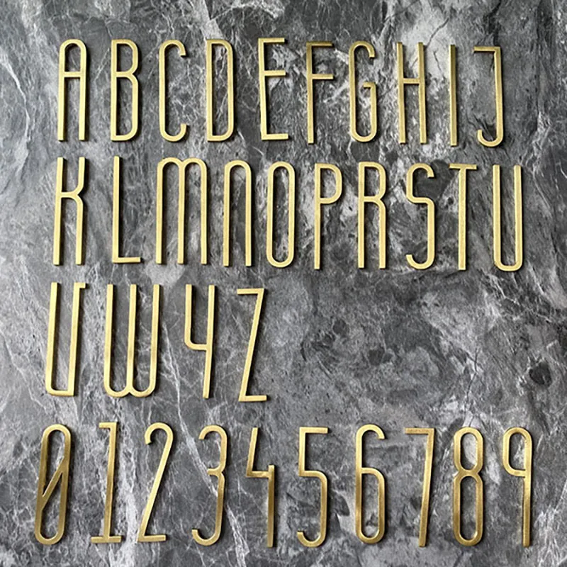 6 cm 8 cm 10 cm Messing Buchstaben Raumnummer DIY Türschild Familienhaus Shop Name Wanddekoration Arabische Zahlen Englisches Alphabet Image