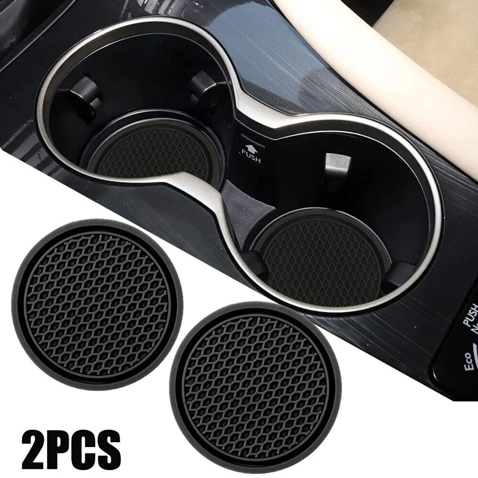 2 stücke Nicht-slip Auto Wasser Tasse Pad Gummi Matte Für Flasche Halter Coaster Auto Innen Anti-skid Tasse halter Universal Insert Coaster Image