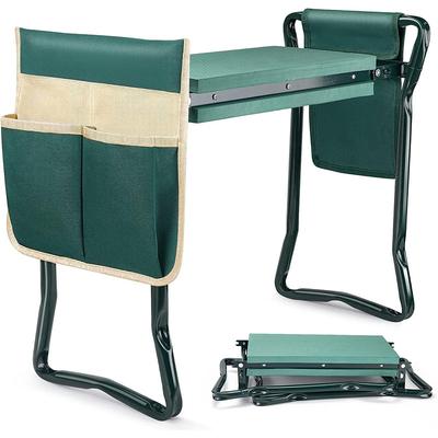 Garden Kneeler and Seat, Heavy Duty Gardening Bench with 2 Tool Pouches, Widen EVA Foam Pad, Foldable Garden Stool to Prevent Knee Back Pain