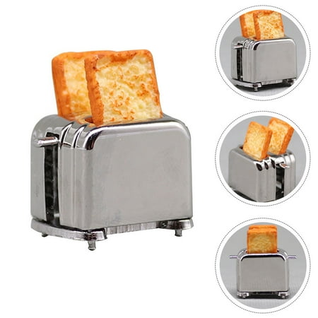 Kkewar Bread Maker Model Mini Bread Machine Model Miniature Alloy Toaster Mini House Accessory Decor