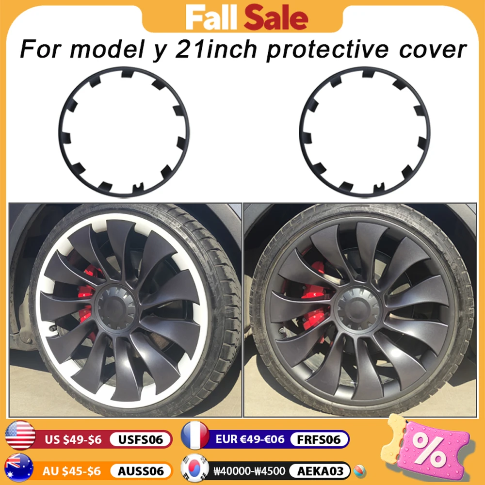 For Tesla Model Y 21 Inch Rim Wheel Hub Protection Patch Protectors Wheel Guard Covers Accessories ABS Auto Exterior 2018-2024