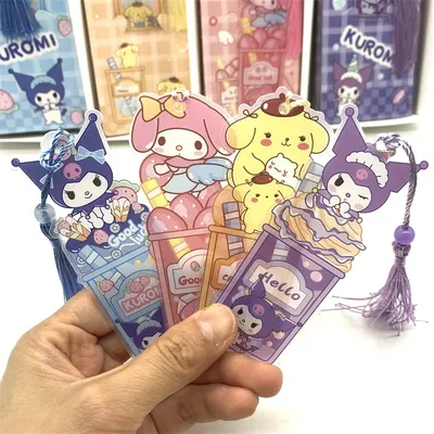 4pcs Sanrio Bookmarks for Books Kuromi Tassel Melody Cinnamoroll Cartoon Cute Children Girls