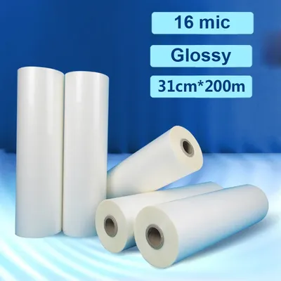 Glossy Matte Satin Clear 16Mic 18Mic 310mmx200M 1" Core Hot Laminating Films Bopp for Hot Roll