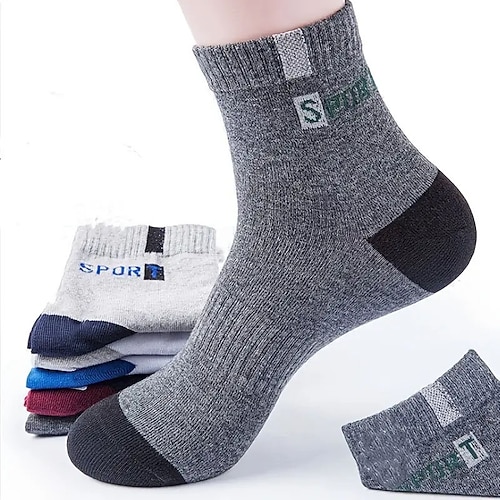 Herren 5 Paare Mehrfachpackungen Socken Laufsport Socken Freizeitsocken Regenbogen Farbe Farbblock Buchstabe Sport Natur Täglich Urlaub Grundlegend Mittel Frühling Herbst Modisch Brautkleider Image