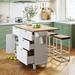 Mobile dining table farmhouse kitchen island with drop leaf and 2 seats, dining table with storage, drawers and towel rail