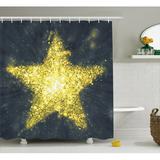 Stars Shower Curtain Big Star Figure in the Sky Universe Themed Flashing Night Modern Icon Graphic Image Fabric Bathroom Set with Hooks 69W X 75L Inches Long Yellow Grey by Ambesonne