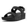 Keilsandalette FITFLOP "LULU GLITTER BACK-STRAP SANDALS", Damen, Gr. 41, schwarz (schwarz glitzer), Textil, Synthetik, modisch, Schuhe, Sommerschuh, Sandale, Keilabsatz, mit funkelnden Riemchen
