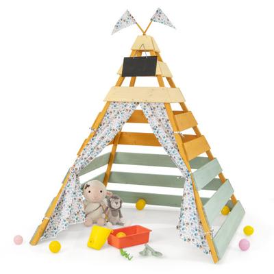 Costway Triangle Hideaway Playhouse with Removable Chalkboard for Indoor and Outdoor