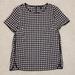 J. Crew Tops | J. Crew Tipped Silk Tee Windowpane Size 6 Blouse | Color: Black/Cream | Size: 6