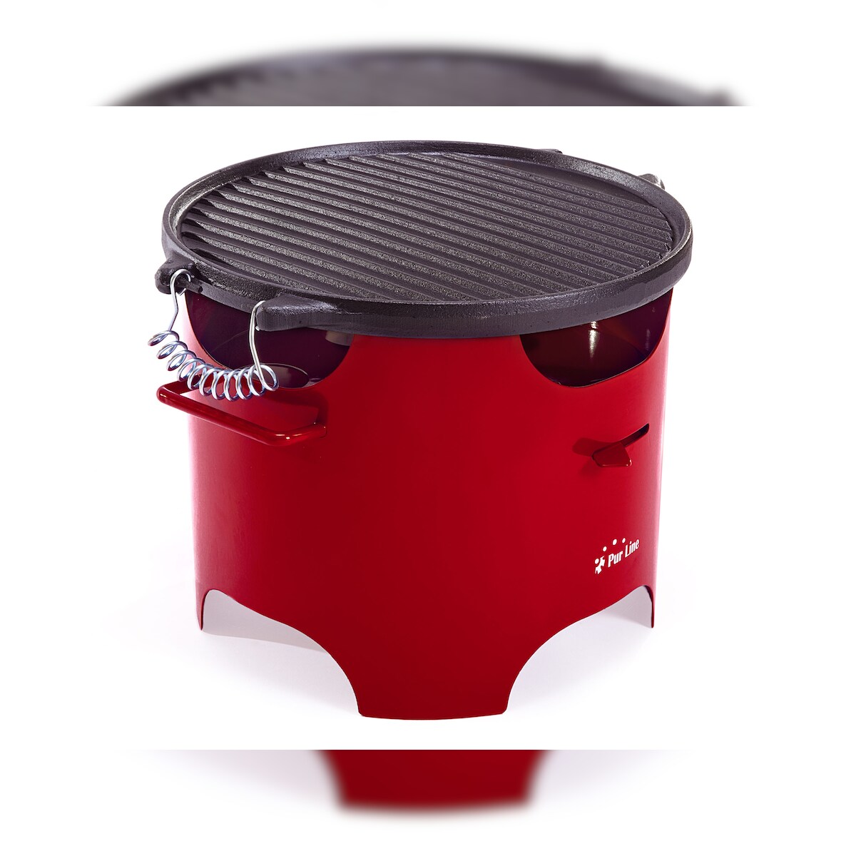 PURLINE Ethanol-Grill 0,5L aus rotem Stahl und runder Eisenplatte Image