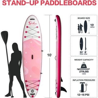 Inflatable Stand Up Paddle Board w/ Backpack, Wide Stance, Surf Control, Non-Slip Deck, Leash, Paddle&Pump,Standing Boat - Large