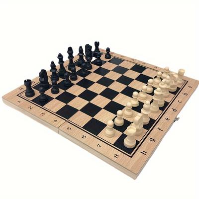 3-in-1 Wooden Chess Set, Portable Folding Board Wi...