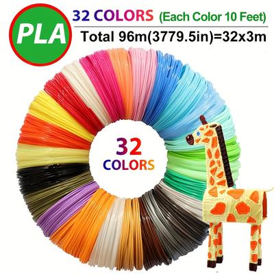 TEMU 32 Bright 1.75mm 3d Pen Pla Filament Refills, Each Color 10 Feet, Total 320 Feet, 3d Pen Pla Sample Kit, Random Colors