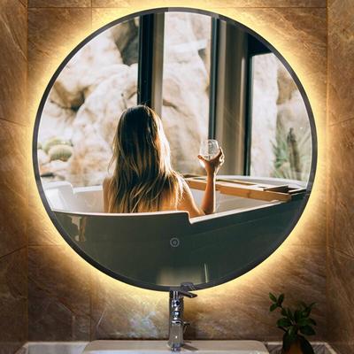 Badezimmerspiegel mit Beleuchtung, Runder Spiegel led 70CM,Anti-Nebel, mit Smart Touch-Taste, für