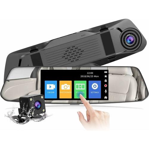 Dashcam Auto-Rückspiegel, 4,8-Zoll-Touchscreen, Full hd 1080P, Weitwinkel-Autokamera, Frontkamera