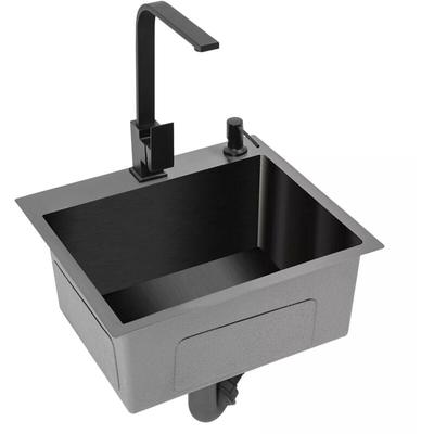 Gojoy - Spülbecken, Edelstahlspülen, Einbauspüle, Küchenspüle Waschbecken, Spülbecken Schwarz, 40 Image