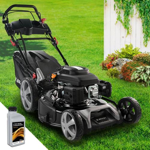 Benzin Rasenmäher mit Antrieb 5,2kW (7PS) Elektrostart 55cm Schnittbreite tüv 30-80mm Schnitthöhe