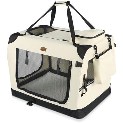 Hundebox faltbar, Hundetransportbox robust für Katze & Hunde 70x52x52 cm l Beige - Vounot