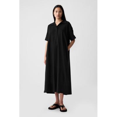 Gap Womens Black Linen-Cotton Short Sleeve Maxi Dress - Black