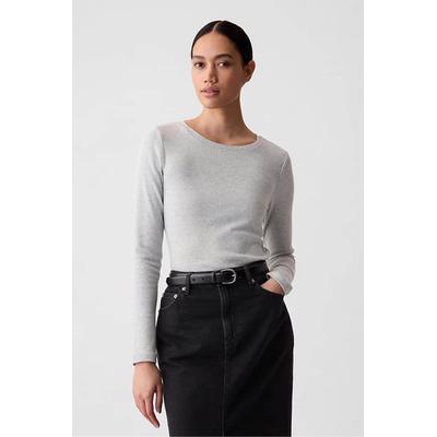 Gap Womens Grey Long Sleeve Modern Cotton-Modal Crew Neck T-Shirt - Grey