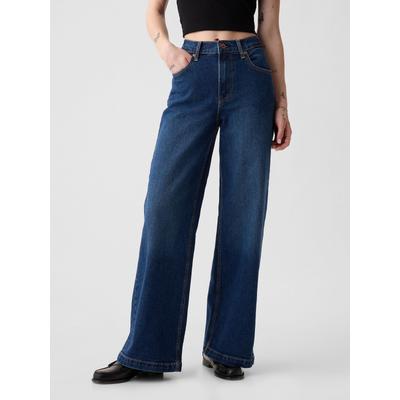 Gap Dark Wash Blue High Waisted Stride Wide-Leg Jeans