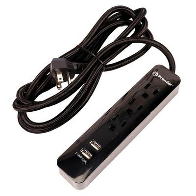General 05333 - 7' Braided Cord 3 Outlet 2 USB Power Strip (3-OUTLET 2-USB 7FT BRAIDED CORD POWER STRIP)