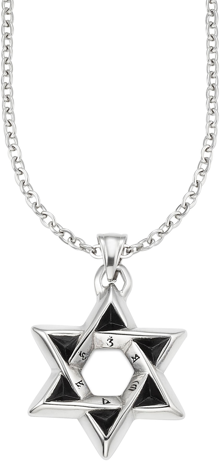 Kette mit Anhänger BRUNO BANANI "Schmuck Geschenk Ankerkette Hexagramm, B4122N/20/00/50", schwarz (edelstahlfarben, schwarz), Halsketten, Damen, Edelstahl, L: 50 B: 2,6mm, B:2,6mm Image