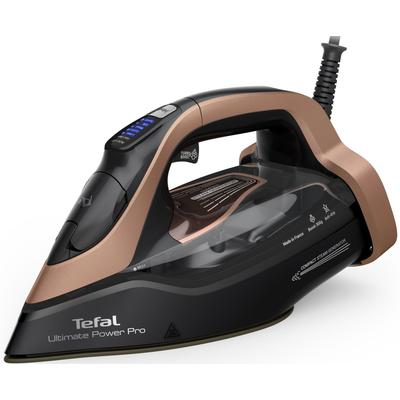 TEFAL Dampfbügeleisen "FV9E50 Ultimate Power Pro", schwarz (schwarz, bronze), B:15,2cm H:15,5cm T:32cm, Bügeleisen, 85 g