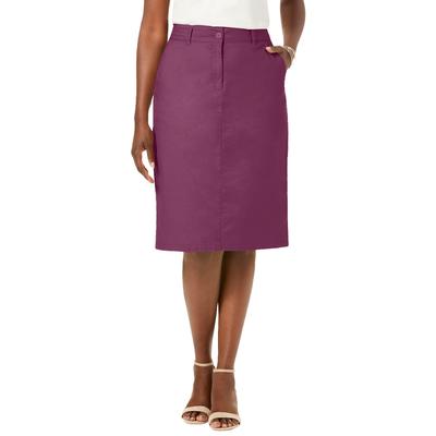 Plus Size Women's Stretch Cotton Chino Skirt by Jessica London in Deep Claret (Size 14 W)