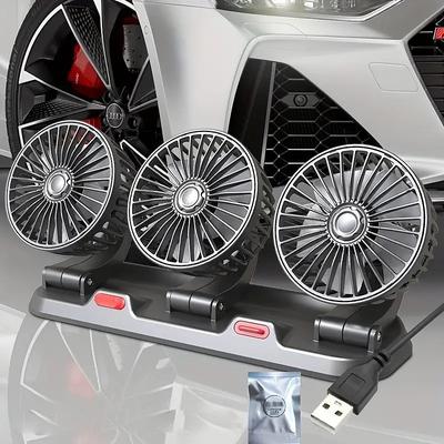 Triple-Head 12V/24V USB Car Fan - Powerful Cooling and Air Circulation for Vehicle Comfort on Long Drives