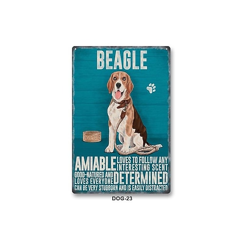 1 Stück Haustier Hund Metall Blechschild Tier Blechschild Vintage Schilder Wanddekoration, Gemälde Wandbehang für Heimdekoration Wandkunst Metall Blechschild 20 x 30 cm/8'' x 12'' Image