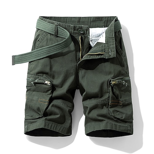 Herren Taktische Shorts Cargo Shorts Kurze Hosen Shorts Kurze Hosen Knopf Elastische Taille Multi Pocket Glatt tragbar Kurz Outdoor Täglich Campen und Wandern Modisch Klassisch Schwarz Armeegrün Image