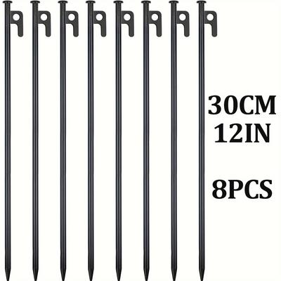 TEMU 8 Pack Tent Stakes Heavy Duty Metal Tent Pegs For Camping, Steel Tent Stakes 8/12/16 Inch Unbreakable And Image