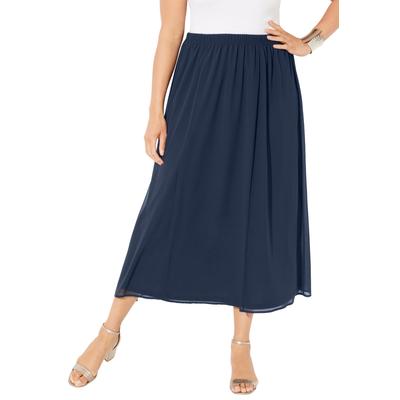 Plus Size Women's Flowy Chiffon Skirt by Catherines in Navy (Size 5X)