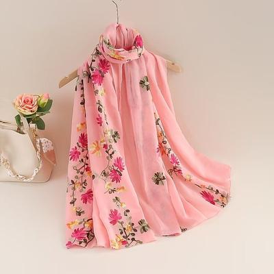 Women's Rectangle Scarf Street Daily Date Beige Black Pink Scarf Floral