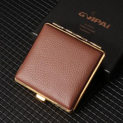 Premium Genuine Leather Cigarette Case, Metal Frame, Magnetic Closure, Elegant Design for Men, Holds 20 Cigarettes